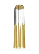 Visual Comfort & Co. Modern Collection 700TRSPPYL8RNB-LED930 - Modern Pylon dimmable LED 8 Light Ceiling Chandelier in a Natural Brass/Gold Colored finish