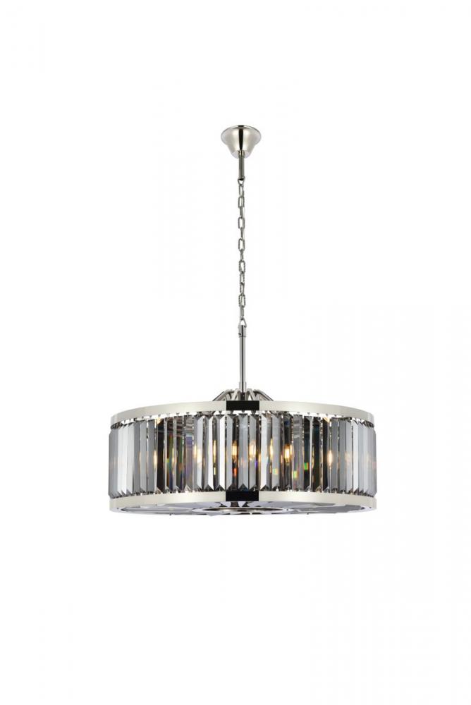 Chelsea 10 Light Polished Nickel Chandelier Silver Shade (Grey) Royal Cut Crystal