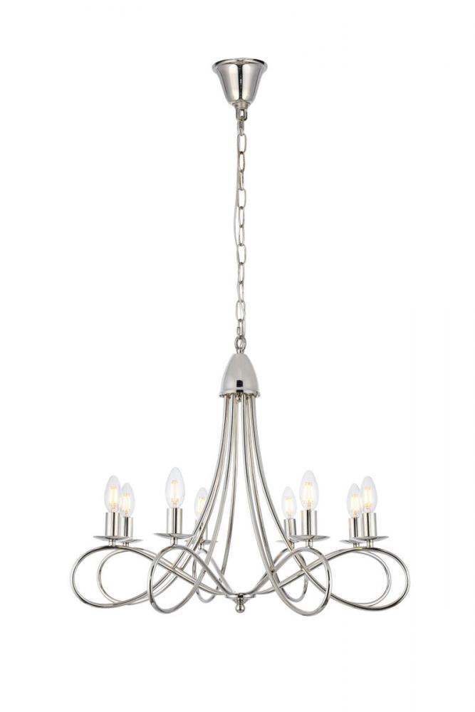 Lyndon 8 light polished Nickel Pendant