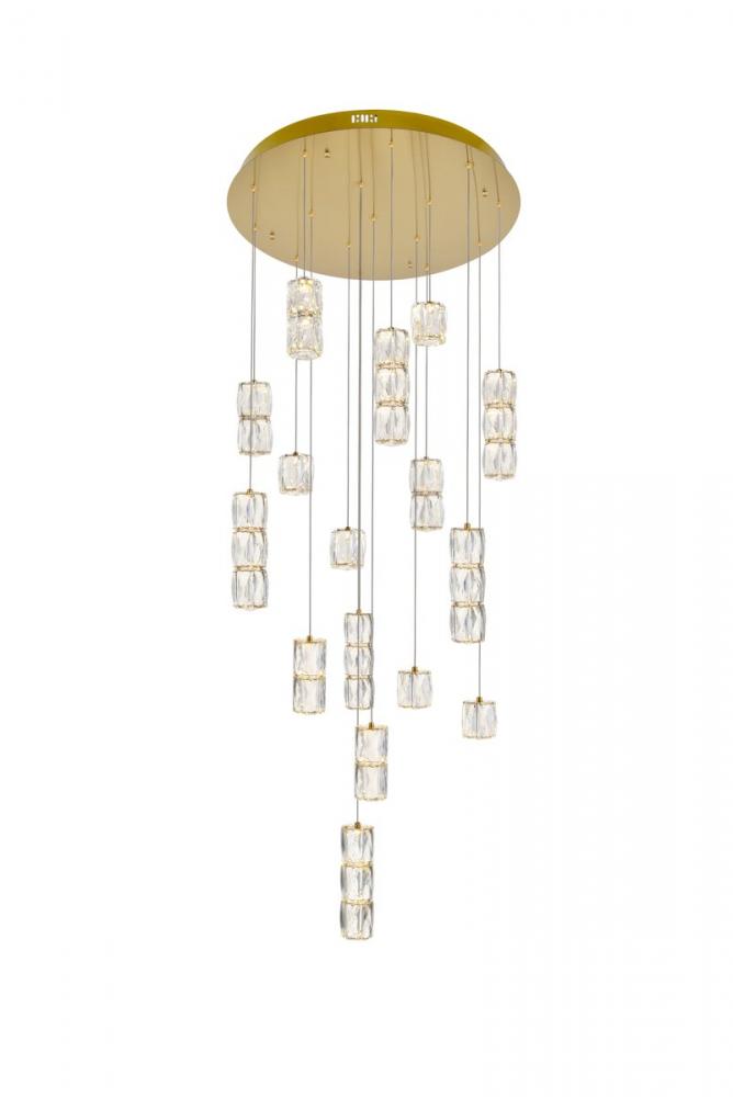 Polaris LED Light Gold Pendant Clear Crystal