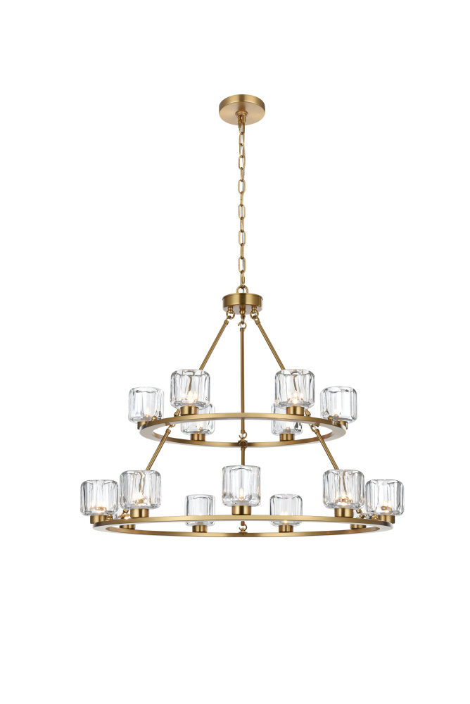 Pendant Light D36"+26" G9 Lt15 40W Satin Gold