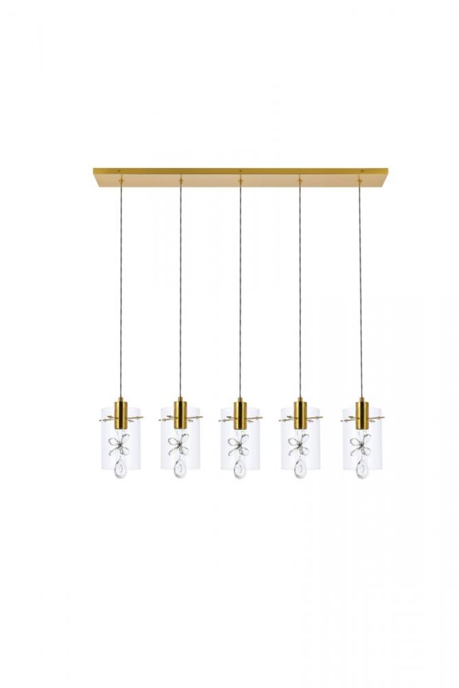 Hana 5 lights Gold Pendant
