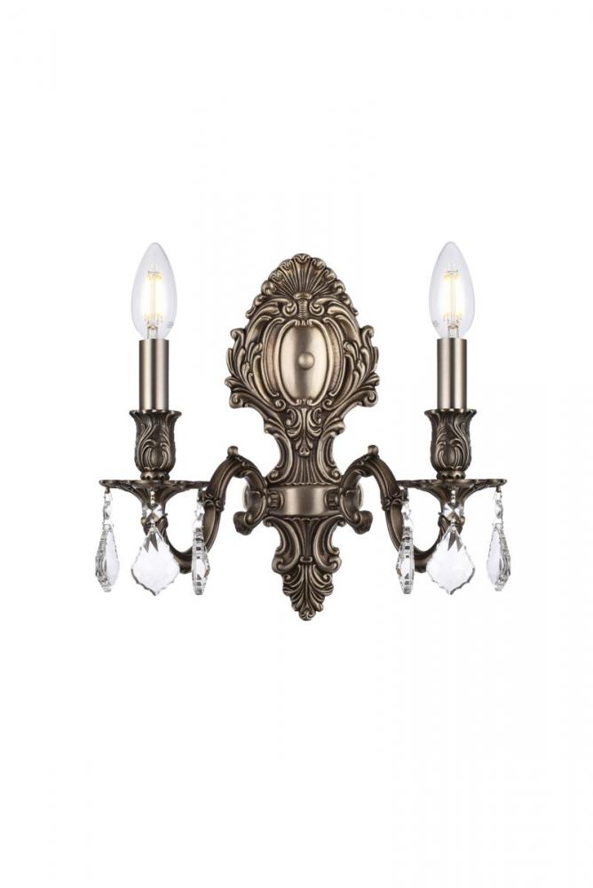 Monarch 2 light Pewter Wall Sconce Clear Royal Cut Crystal