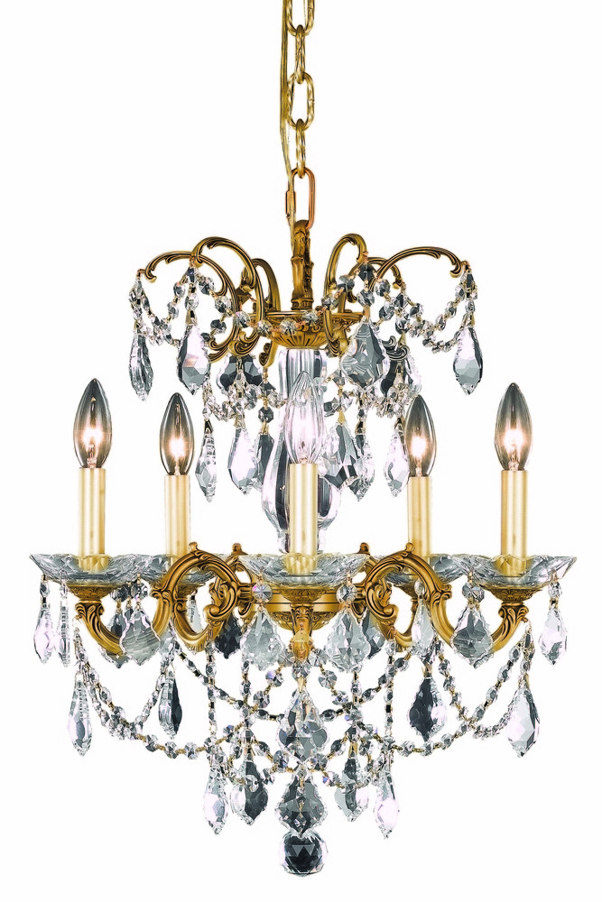 Athena 5 light French Gold Pendant Clear Royal Cut Crystal