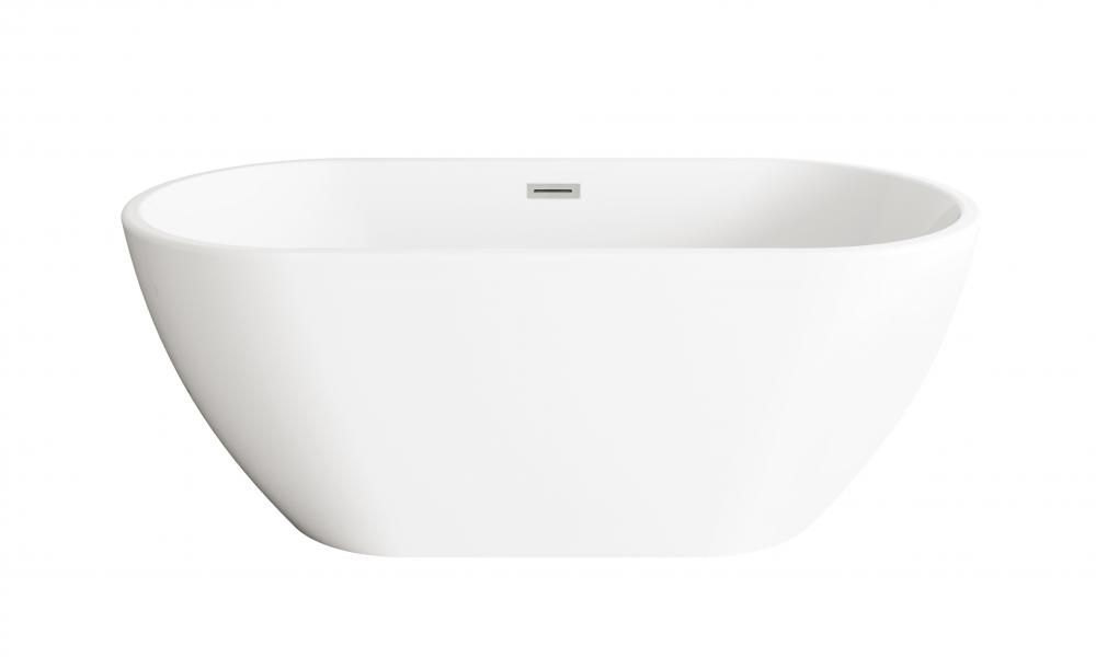 59 inch Bathtub in Glossy White with Brushed Nickel Trim