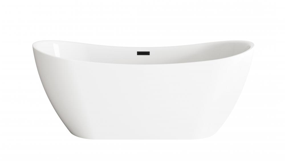 67 inch Bathtub in Glossy White with Matte Black Trim