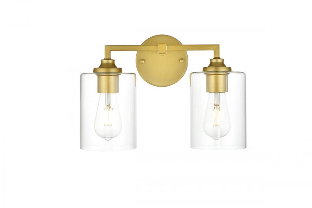 Mayson 2 Light Brass and Clear Bath Sconce