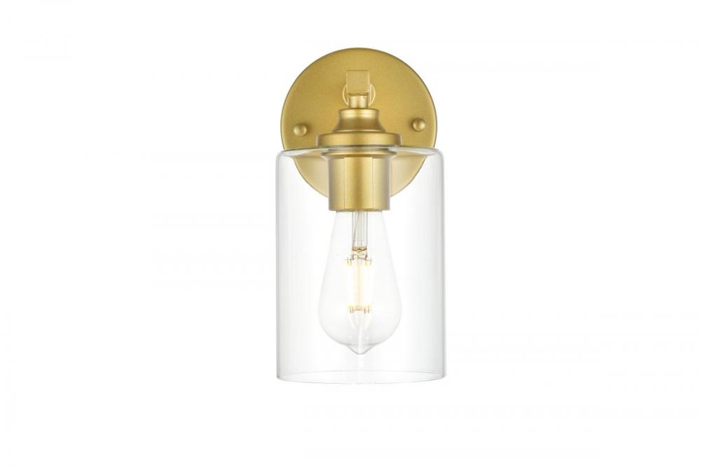 Mayson 1 Light Brass and Clear Bath Sconce