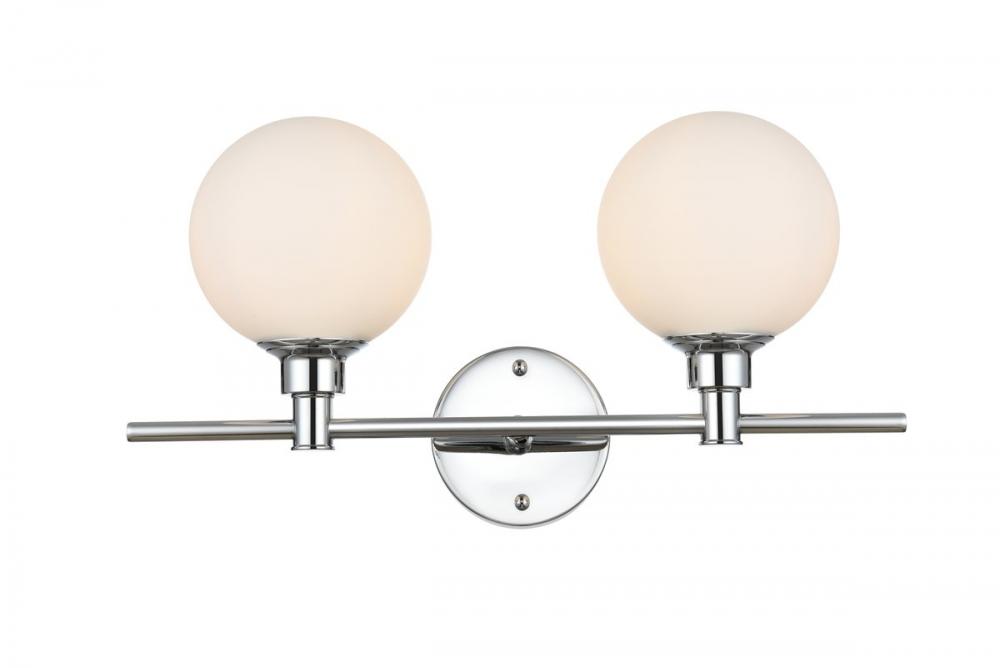 Cordelia 2 Light Chrome and Frosted White Bath Sconce