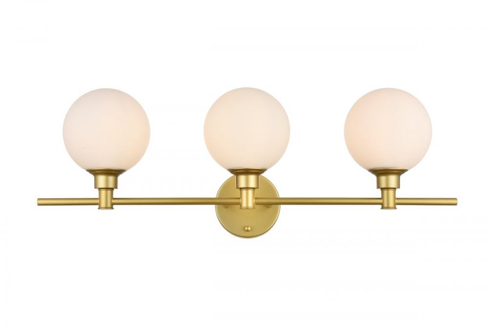 Cordelia 3 Light Brass and Frosted White Bath Sconce