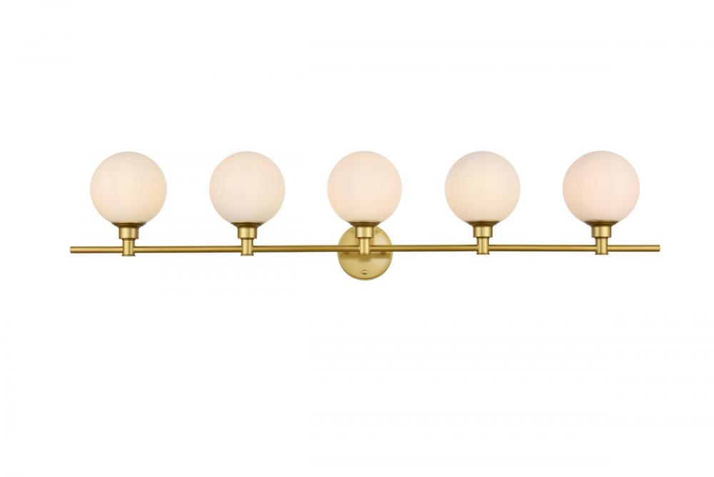 Cordelia 5 Light Brass and Frosted White Bath Sconce