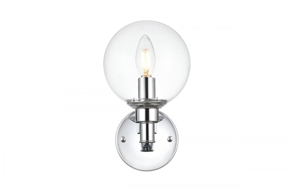 Jaelynn 1 Light Chrome and Clear Bath Sconce