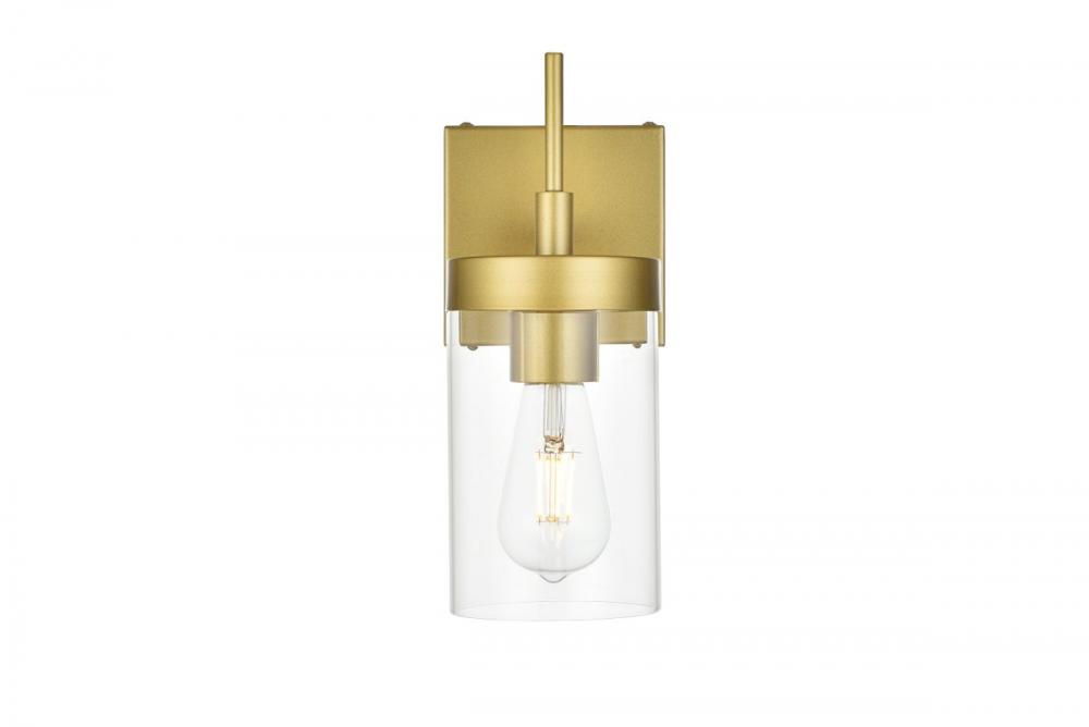 Benny 1 Light Brass and Clear Bath Sconce