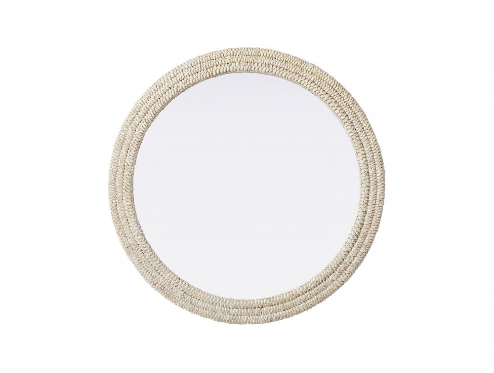 Round Cornhusk Mirror 42x42 in Linen White