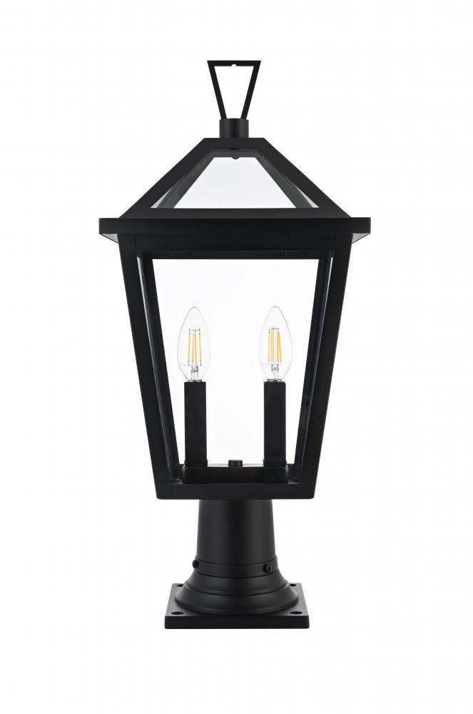Outdoor Pole Light L10" W10" H22" L2 Black