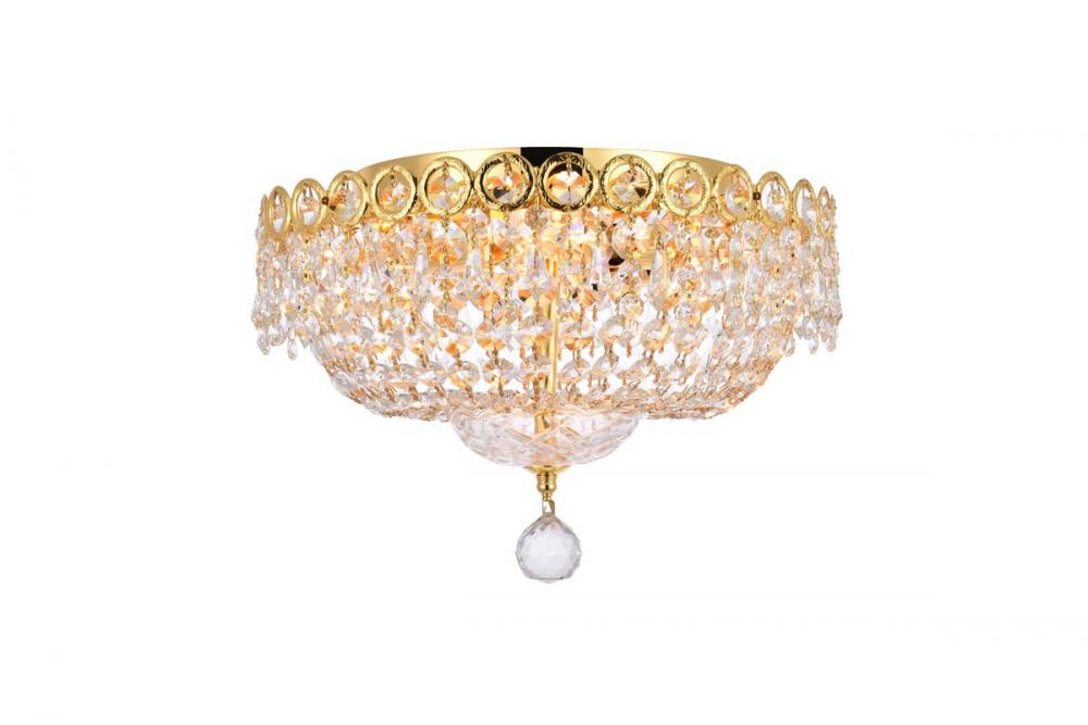 Century 4 light Gold Flush Mount Clear Royal Cut Crystal