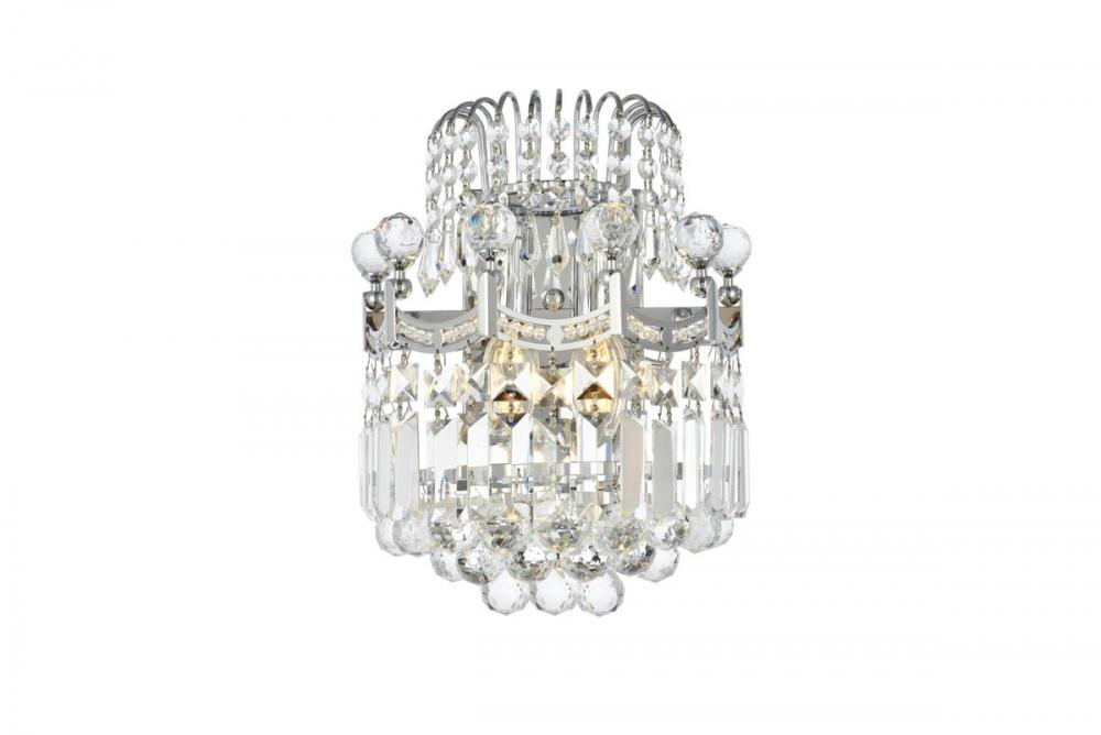 Corona 2 light Chrome Wall Sconce Clear Royal Cut Crystal