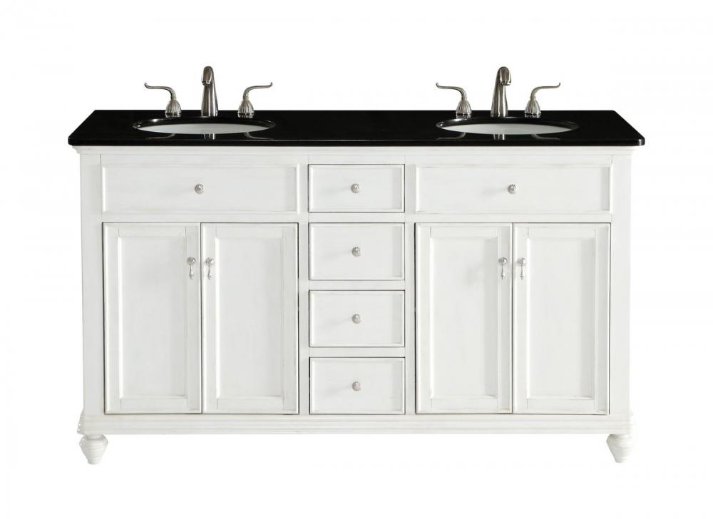 60 In. Double Bathroom Vanity Set in Antique White