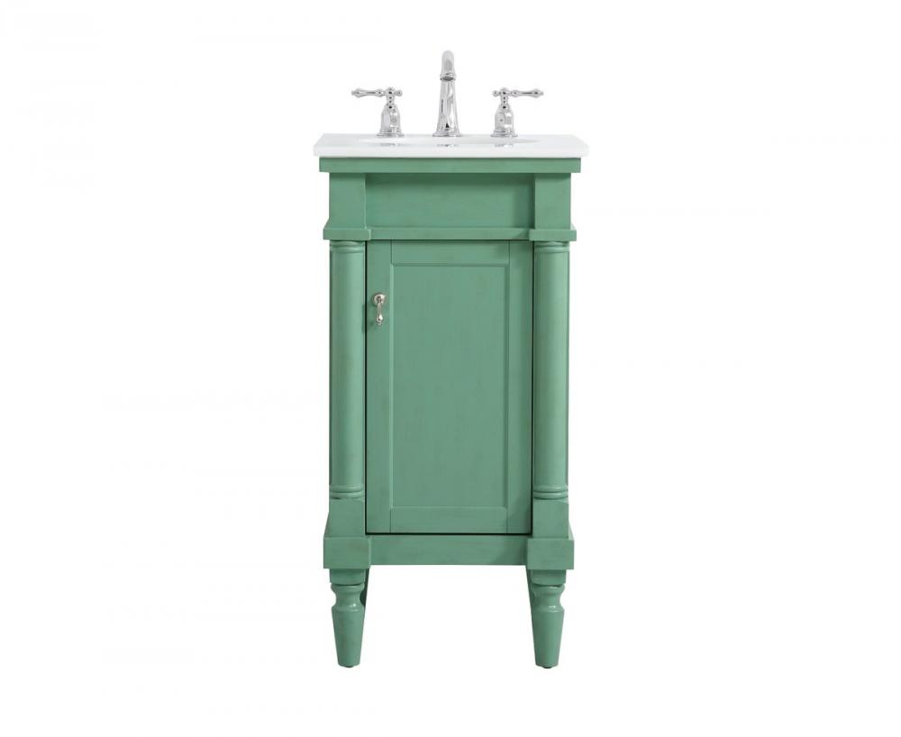 18.5 Inch Single Bathroom Vanity in Vintage Mint with Ivory White Engineered Marble