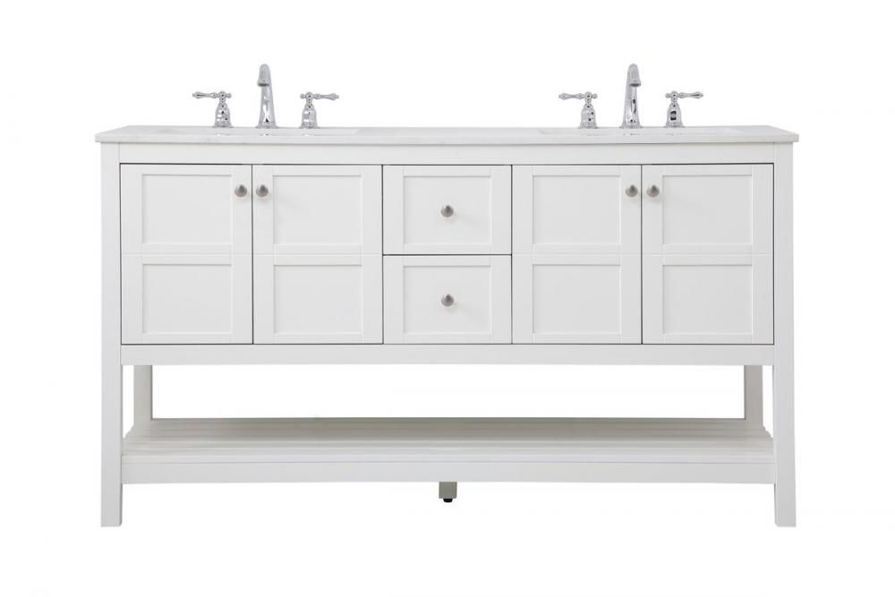 60 Inch Single Bathroom Vanity in White