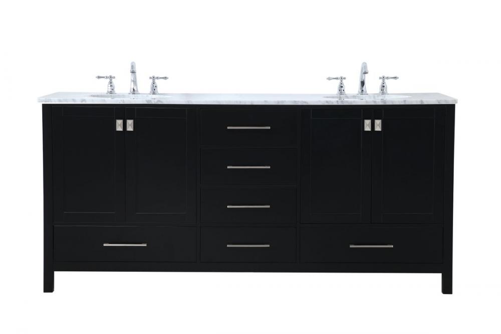 72 inch Double Bathroom Vanity in Black