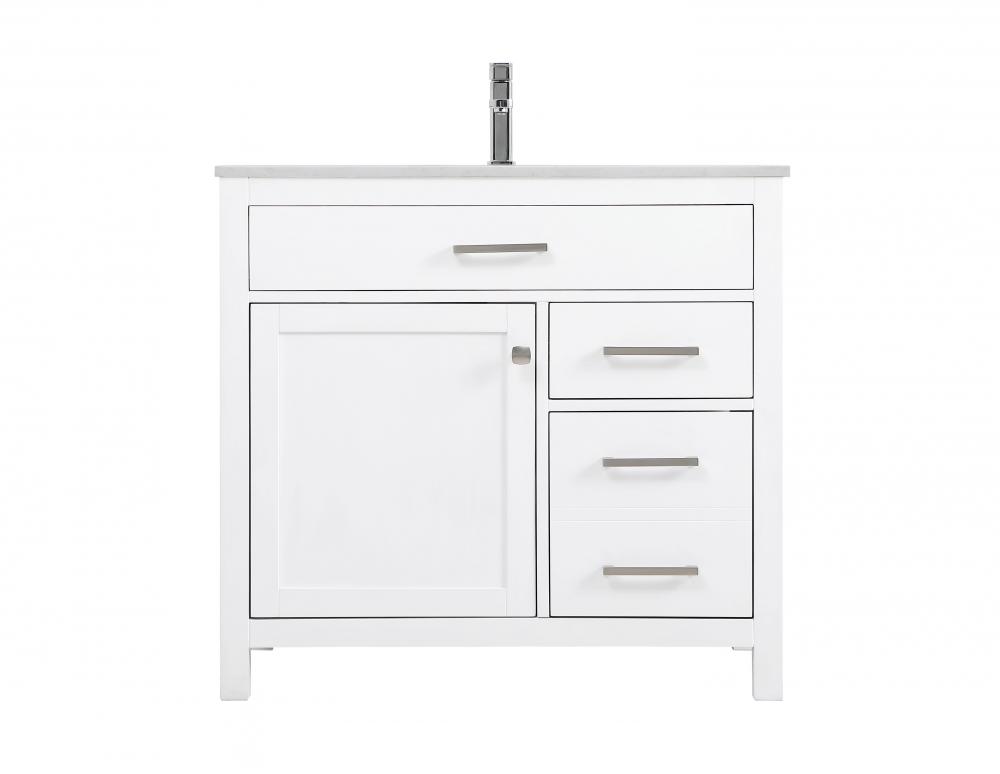 Vanity Cabinet 1dr 2dw W36"xD22"xH34" White