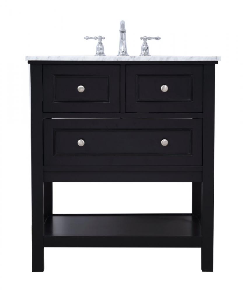 30 In. Single Bathroom Vanity Set in Black