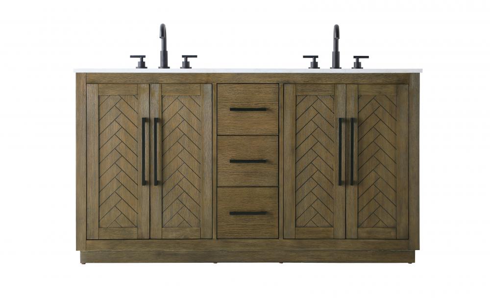 Vanity Cabinet 4Dr 3Dw W60"xD21.5"xH34" Hazel Oak