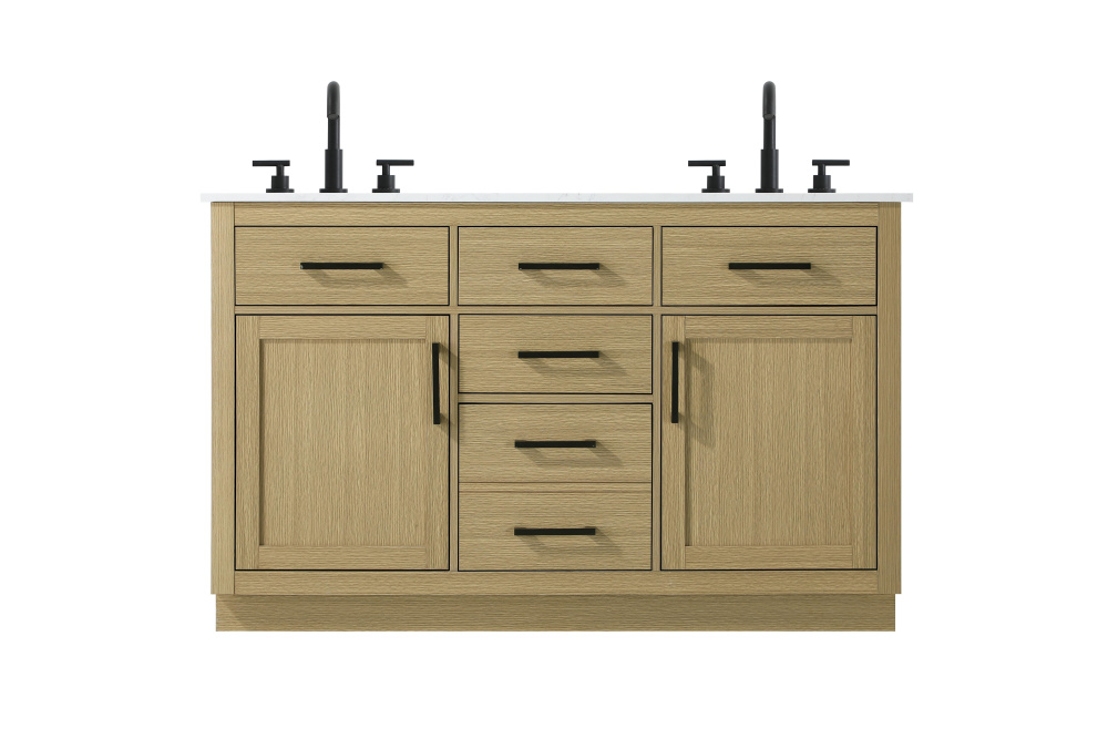 Vanity Cabinet 2Dr5Dw 54"W x 22"D x 35''H Honey Brown