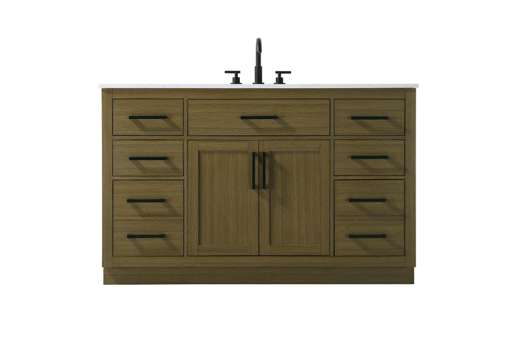 Vanity Cabinet 2Dr7Dw 54"W x 22"D x 35''H Chestnut Brown
