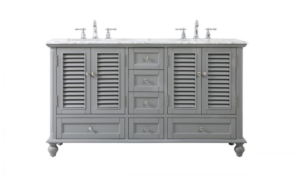 60 Inch Double Bathroom Vanity in Grey