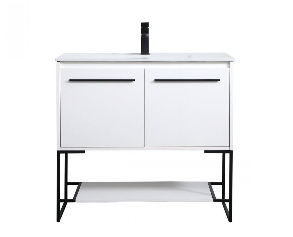 36 Inch Single Bathroom Vanity in White