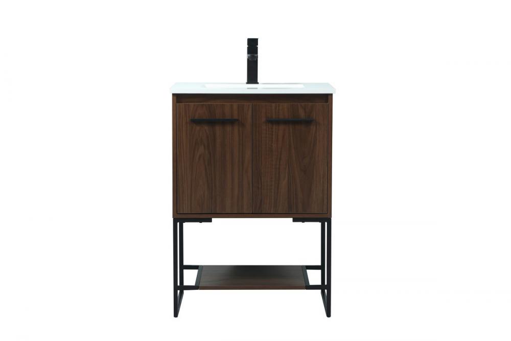 24 inch Single bathroom vanity in walnut