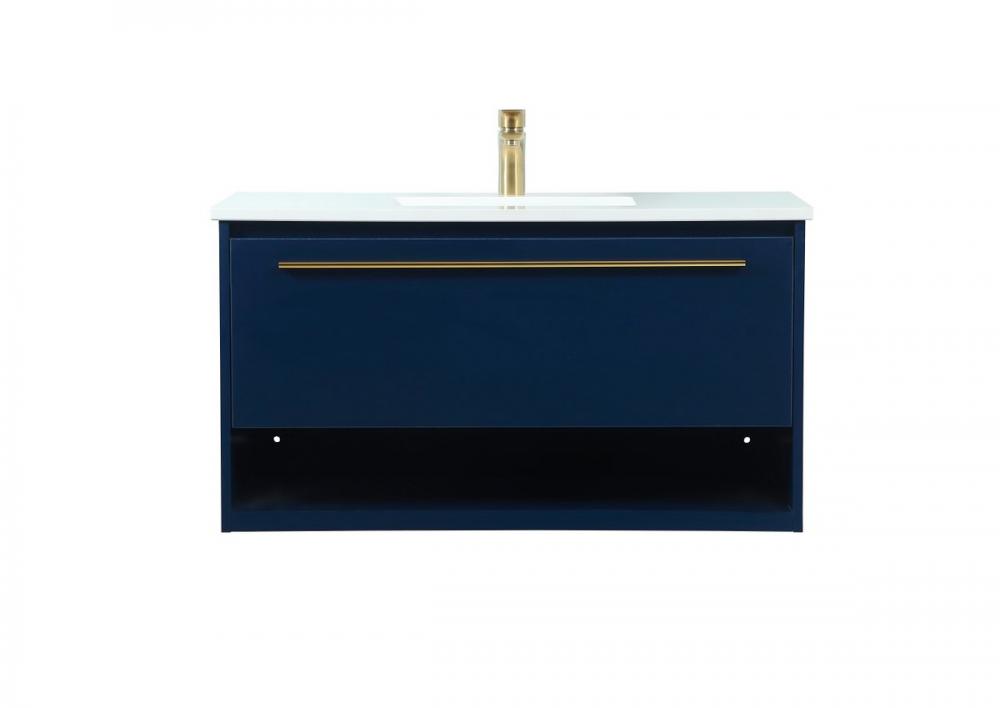 36 inch Single bathroom vanity in blue