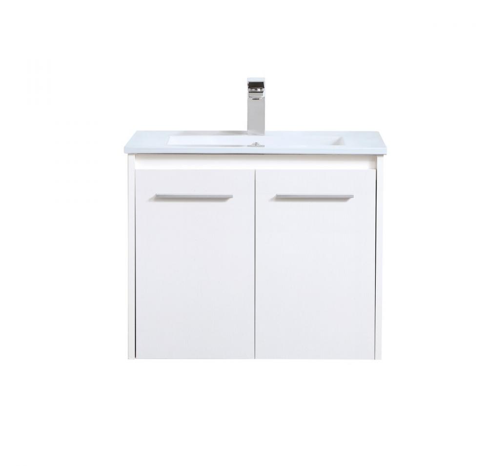 24 Inch Single Bathroom Floating Vanity in White