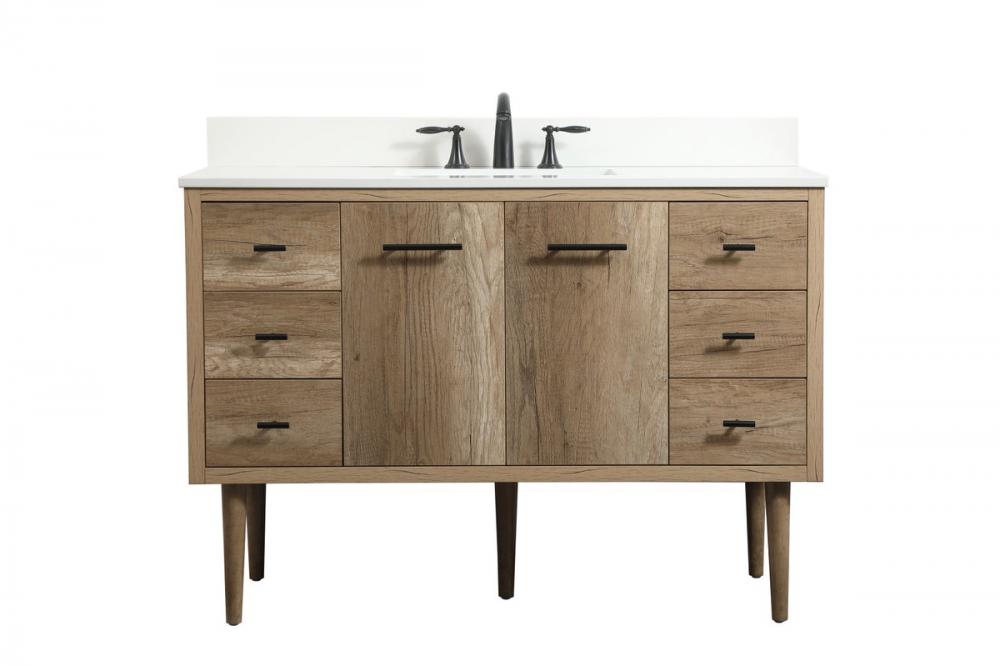 48 inch Single bathroom vanity in natural oak with backsplash