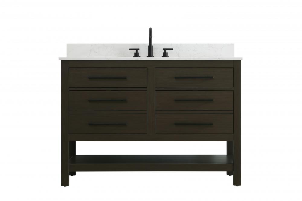 48 inch Single Bathroom Vanity in Mocha Brown with backsplash