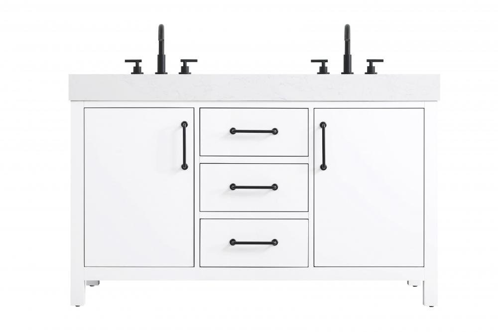 54 inch Double Bathroom Vanity In White