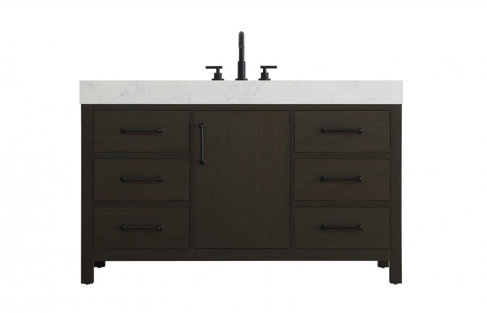 54 inch Single Bathroom Vanity In Mocha Brown