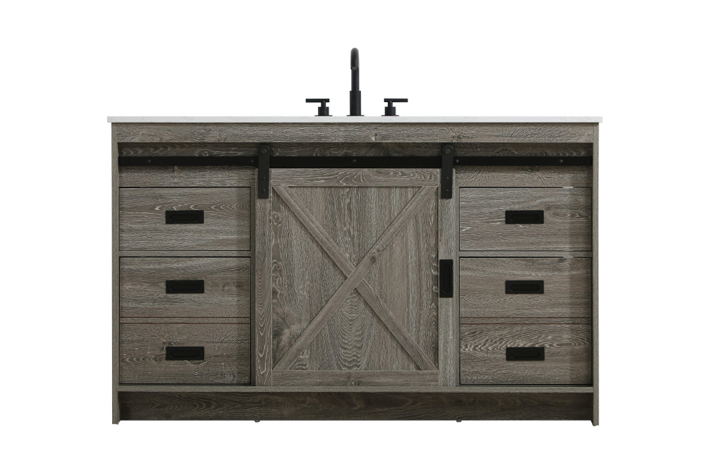 Vanity Cabinet 1Dr 4Dw 54''x34''x22'' Rustic Grey