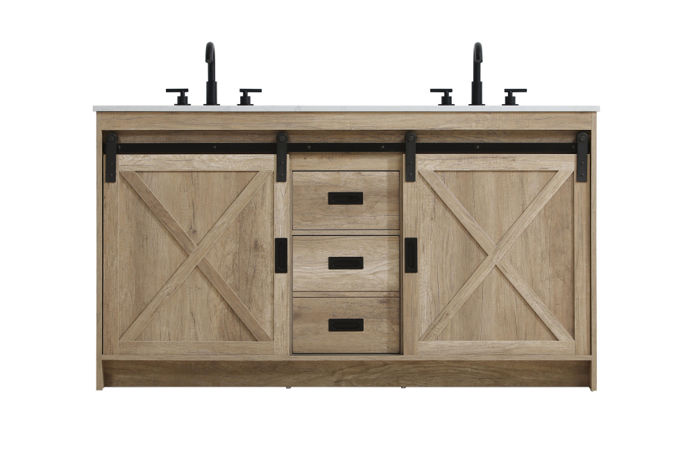 Vanity Cabinet 2Dr 2Dw 60''x34''x22'' Natural Oak