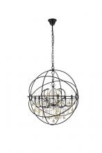 Elegant 1130D32DB-GT/RC - Geneva 6 Light Dark Bronze Chandelier Golden Teak (Smoky) Royal Cut Crystal