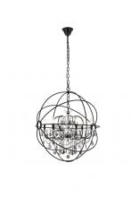 Elegant 1130D32DB-SS/RC - Geneva 6 Light Dark Bronze Chandelier Silver Shade (Grey) Royal Cut Crystal