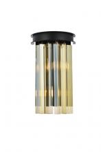 Elegant 1208W8MB-GT/RC - Sydney 2 Light Matte Black Wall Sconce Golden Teak (Smoky) Royal Cut Crystal