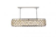 Elegant 1216G50PN-GT/RC - Madison 7 Light Polished Nickel Chandelier Golden Teak (Smoky) Royal Cut Crystal