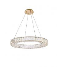 Elegant 3503D26G - Monroe 26 Inch LED Round Single Pendant in Gold