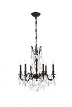 Elegant 9206D23DB-GT/RC - Rosalia 6 Light Dark Bronze Chandelier Golden Teak (Smoky) Royal Cut Crystal