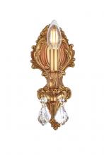 Elegant 9601W5FG/RC - Monarch 1 light French Gold Wall Sconce Clear Royal Cut Crystal