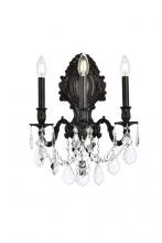 Elegant 9603W14DB/RC - Monarch 3 light Dark Bronze Wall Sconce Clear Royal Cut Crystal