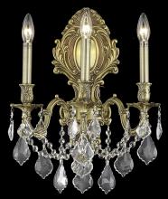Elegant 9603W14FG/RC - Monarch 3 light French Gold Wall Sconce Clear Royal Cut Crystal